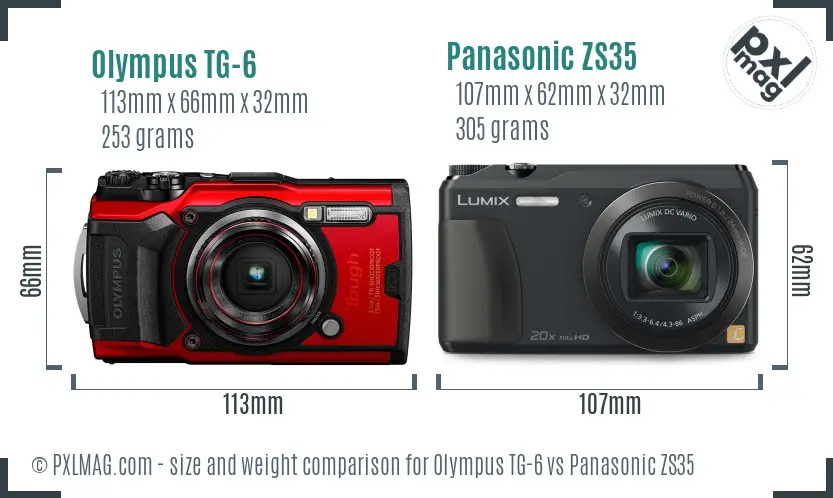 Olympus TG-6 vs Panasonic ZS35 size comparison