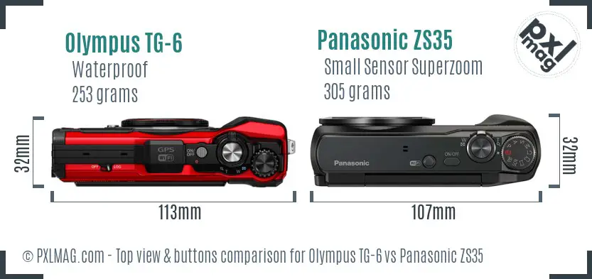 Olympus TG-6 vs Panasonic ZS35 top view buttons comparison