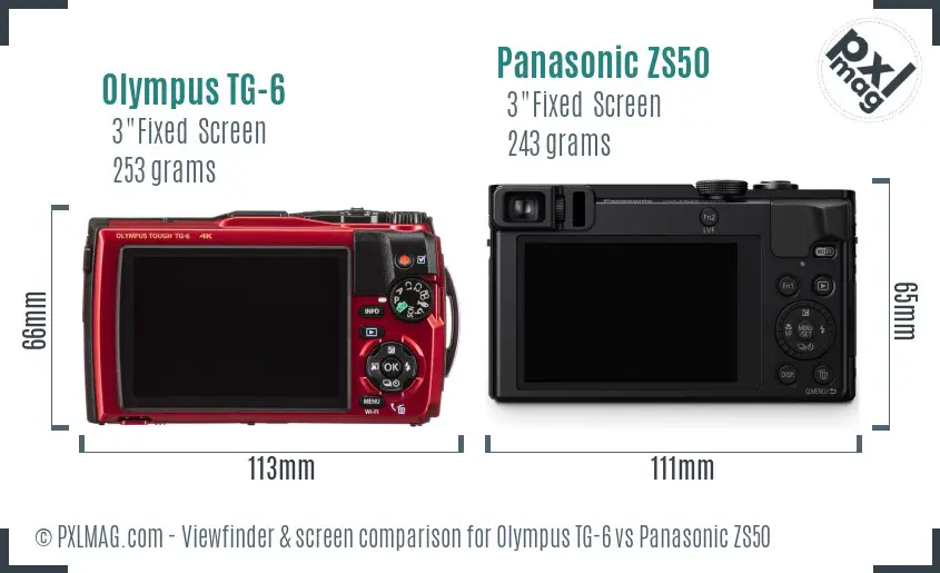 Olympus TG-6 vs Panasonic ZS50 Screen and Viewfinder comparison