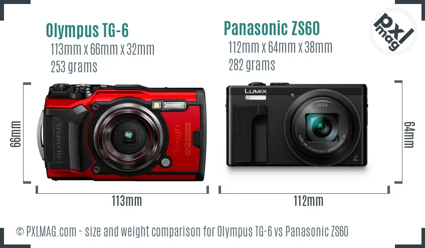 Olympus TG-6 vs Panasonic ZS60 size comparison