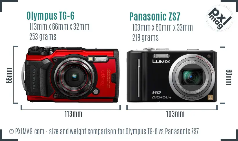 Olympus TG-6 vs Panasonic ZS7 size comparison