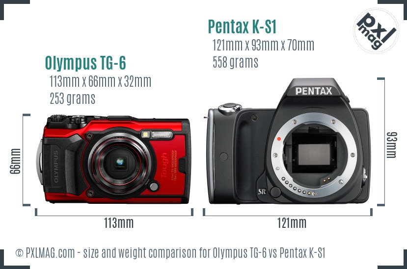 Olympus TG-6 vs Pentax K-S1 size comparison Olympus TG-6 vs Pentax K-S1 size comparison