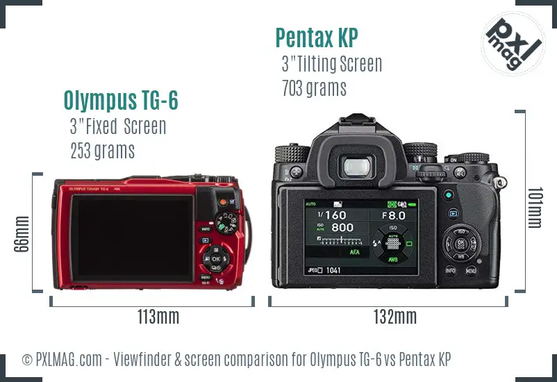Olympus TG-6 vs Pentax KP Screen and Viewfinder comparison