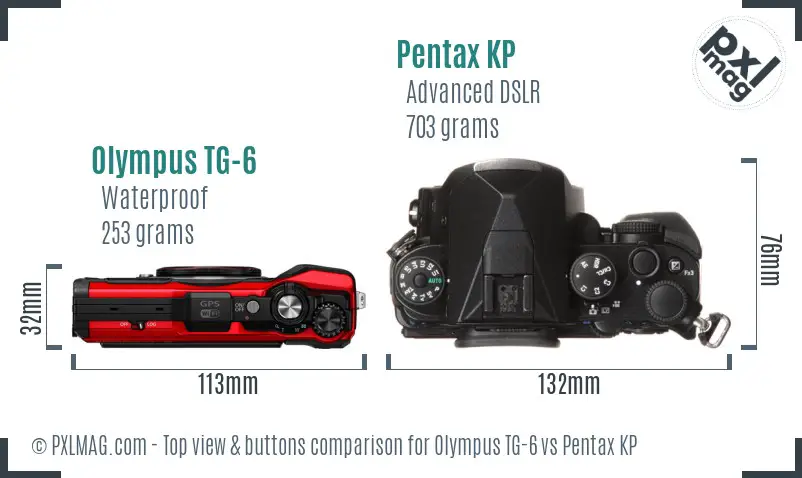 Olympus TG-6 vs Pentax KP top view buttons comparison