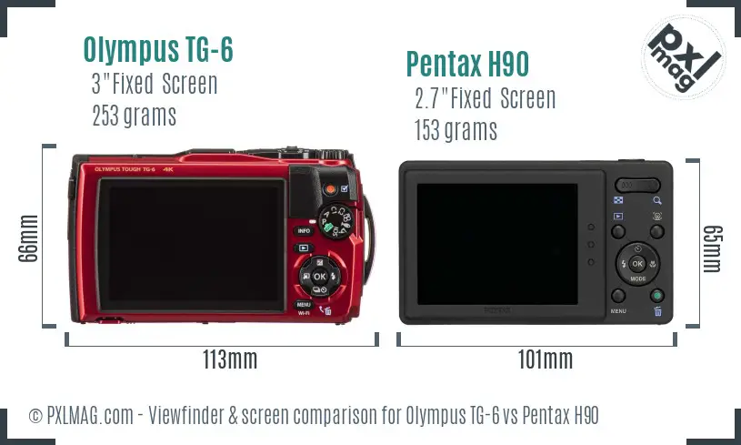 Olympus TG-6 vs Pentax H90 Screen and Viewfinder comparison Olympus TG-6 vs Pentax H90 Screen and Viewfinder comparison