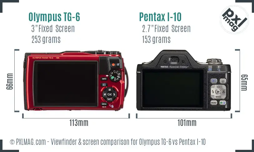 Olympus TG-6 vs Pentax I-10 Screen and Viewfinder comparison