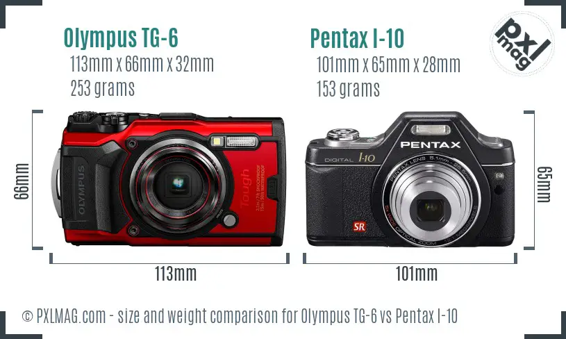 Olympus TG-6 vs Pentax I-10 size comparison