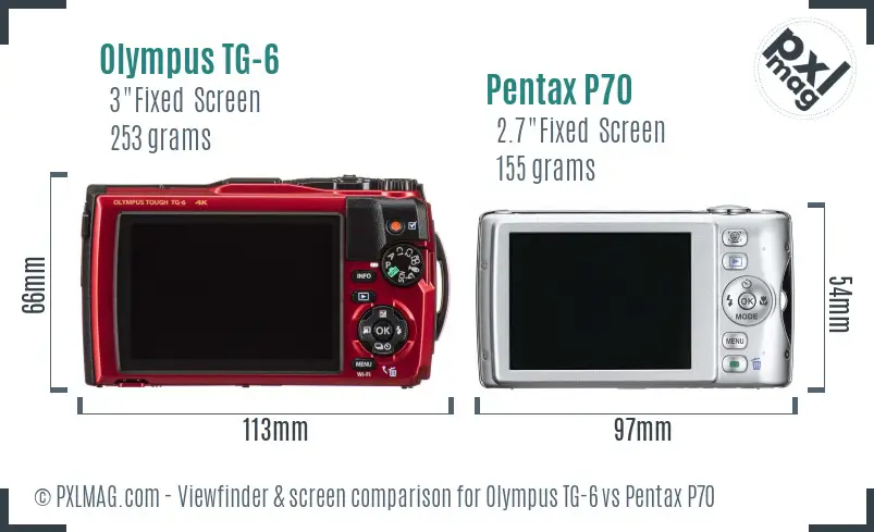 Olympus TG-6 vs Pentax P70 Screen and Viewfinder comparison Olympus TG-6 vs Pentax P70 Screen and Viewfinder comparison
