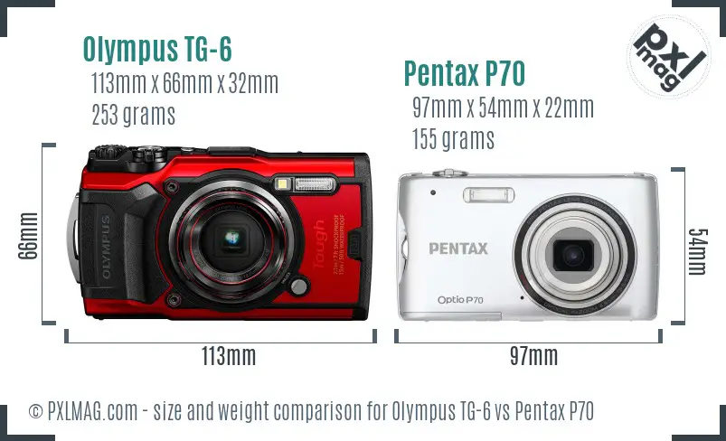 Olympus TG-6 vs Pentax P70 size comparison Olympus TG-6 vs Pentax P70 size comparison