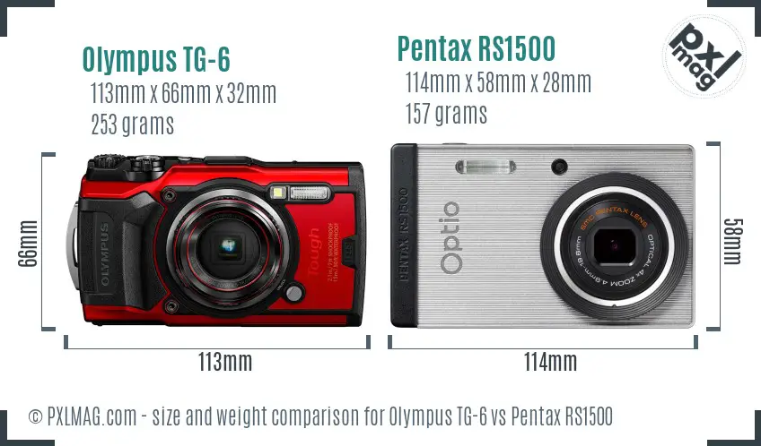 Olympus TG-6 vs Pentax RS1500 size comparison