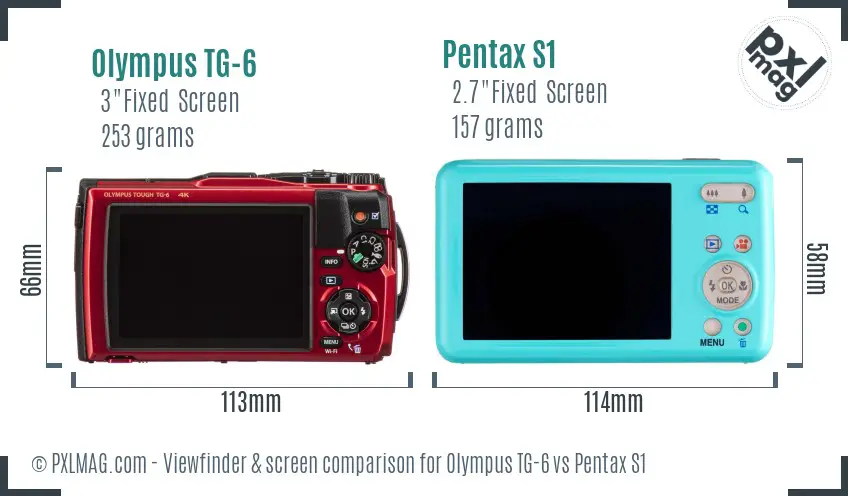 Olympus TG-6 vs Pentax S1 Screen and Viewfinder comparison