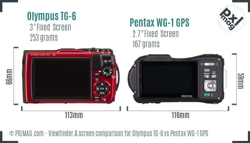 Olympus TG-6 vs Pentax WG-1 GPS Screen and Viewfinder comparison