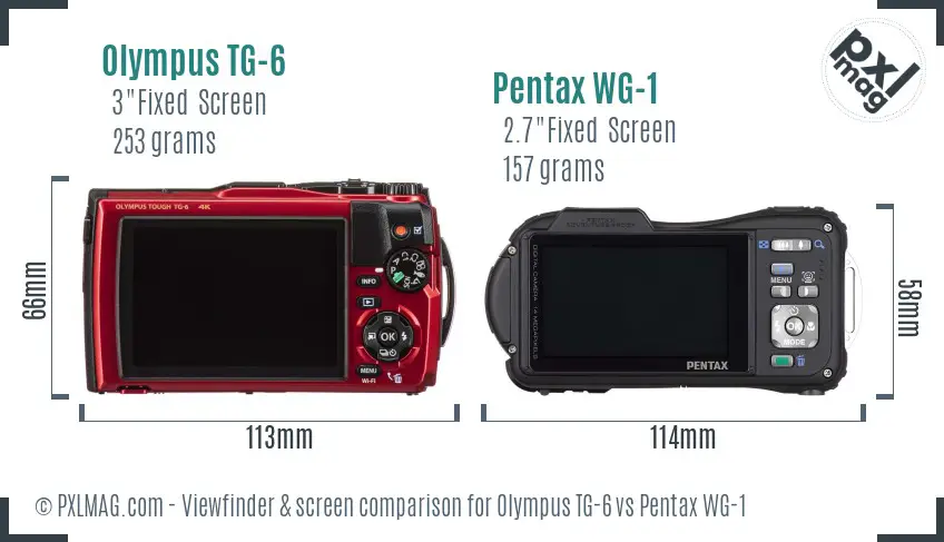 Olympus TG-6 vs Pentax WG-1 Screen and Viewfinder comparison