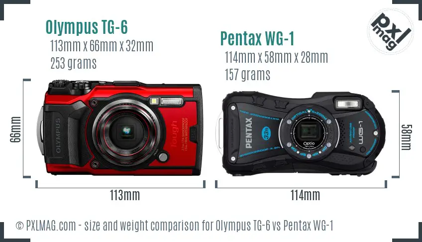 Olympus TG-6 vs Pentax WG-1 size comparison