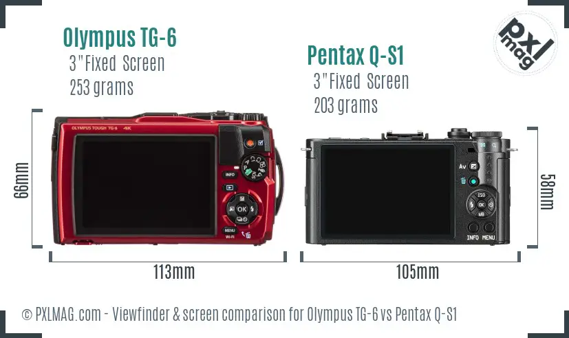 Olympus TG-6 vs Pentax Q-S1 Screen and Viewfinder comparison