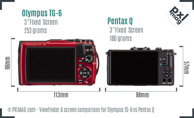 Olympus TG-6 vs Pentax Q Screen and Viewfinder comparison