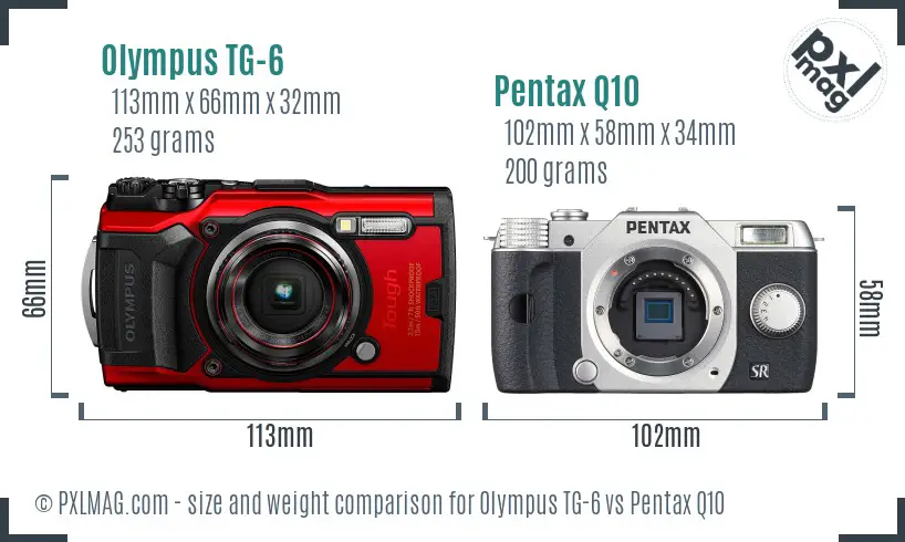 Olympus TG-6 vs Pentax Q10 size comparison Olympus TG-6 vs Pentax Q10 size comparison