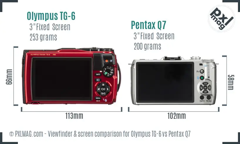 Olympus TG-6 vs Pentax Q7 Screen and Viewfinder comparison