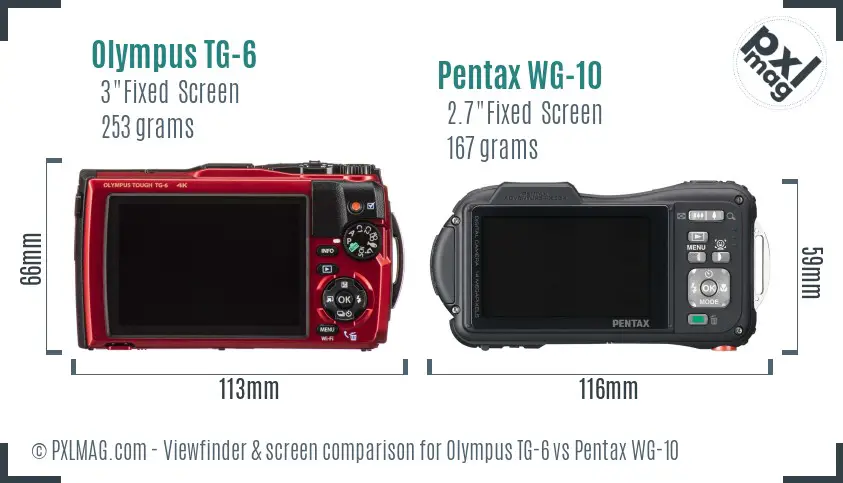 Olympus TG-6 vs Pentax WG-10 Screen and Viewfinder comparison