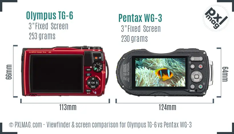 Olympus TG-6 vs Pentax WG-3 Screen and Viewfinder comparison