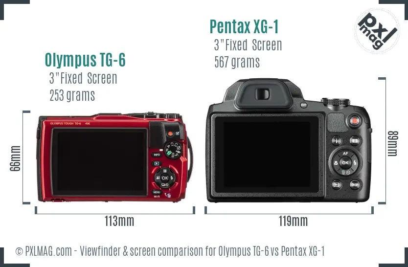 Olympus TG-6 vs Pentax XG-1 Screen and Viewfinder comparison Olympus TG-6 vs Pentax XG-1 Screen and Viewfinder comparison