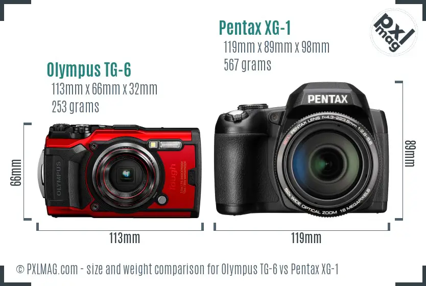 Olympus TG-6 vs Pentax XG-1 size comparison Olympus TG-6 vs Pentax XG-1 size comparison