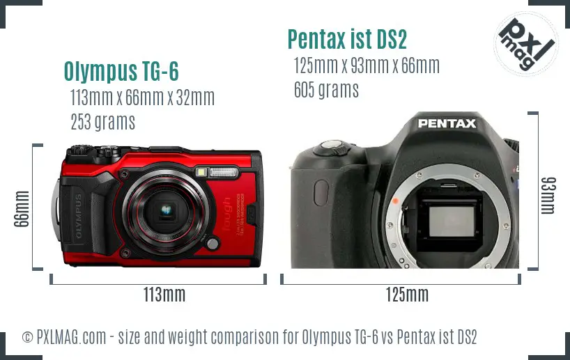 Olympus TG-6 vs Pentax ist DS2 size comparison