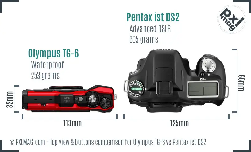 Olympus TG-6 vs Pentax ist DS2 top view buttons comparison