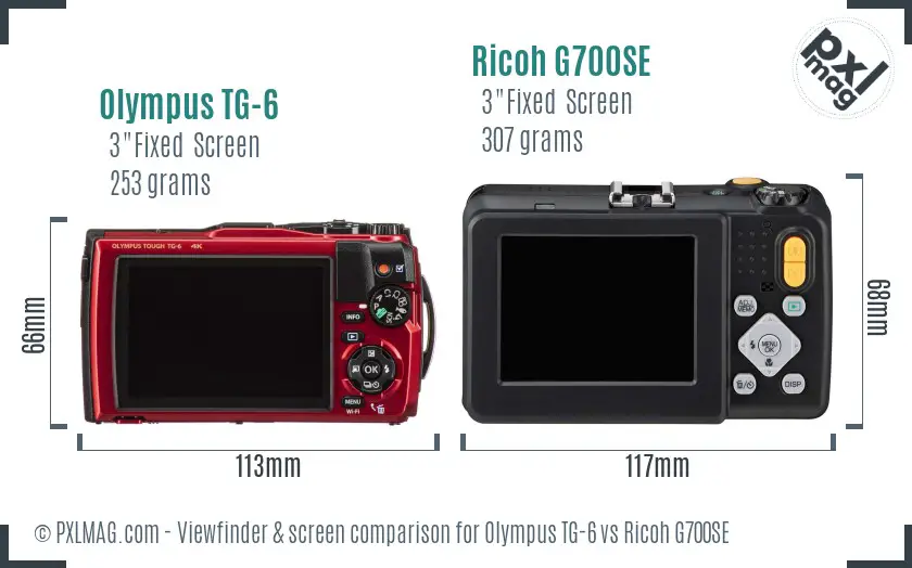 Olympus TG-6 vs Ricoh G700SE Screen and Viewfinder comparison