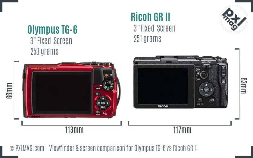 Olympus TG-6 vs Ricoh GR II Screen and Viewfinder comparison