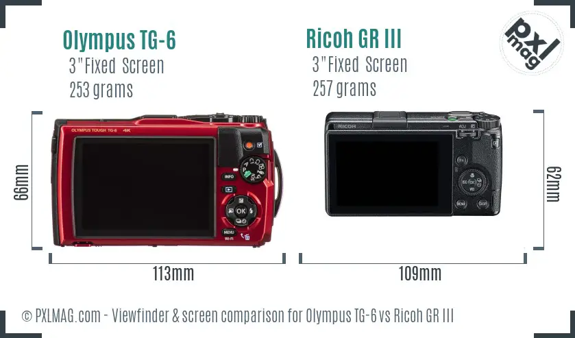 Olympus TG-6 vs Ricoh GR III Screen and Viewfinder comparison Olympus TG-6 vs Ricoh GR III Screen and Viewfinder comparison