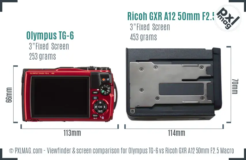 Olympus TG-6 vs Ricoh GXR A12 50mm F2.5 Macro Screen and Viewfinder comparison