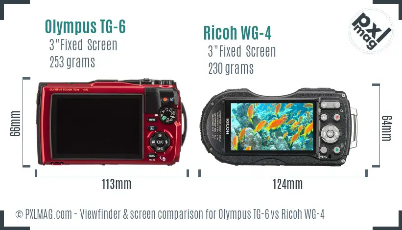 Olympus TG-6 vs Ricoh WG-4 Screen and Viewfinder comparison