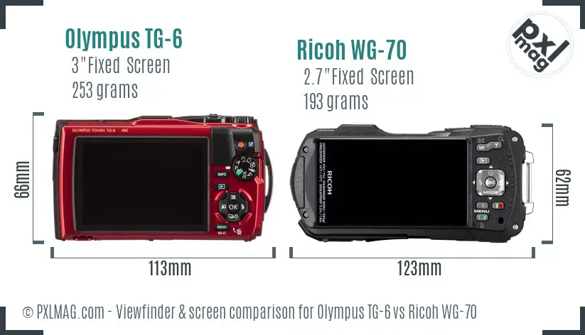 Olympus TG-6 vs Ricoh WG-70 Screen and Viewfinder comparison