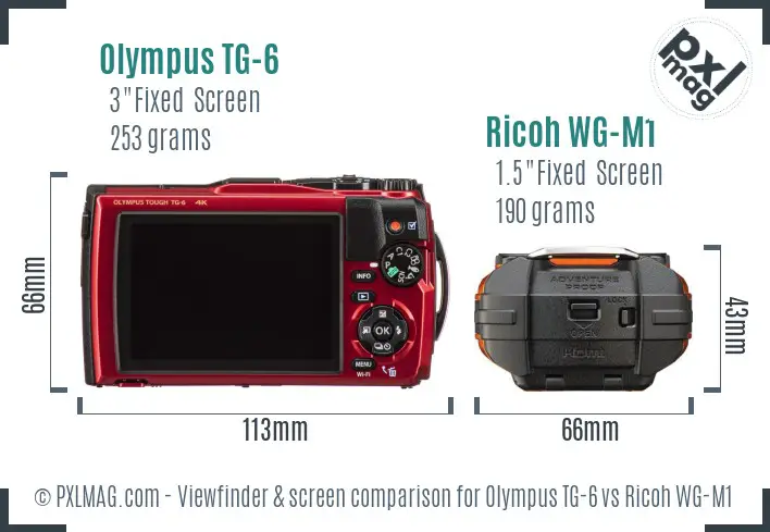 Olympus TG-6 vs Ricoh WG-M1 Screen and Viewfinder comparison