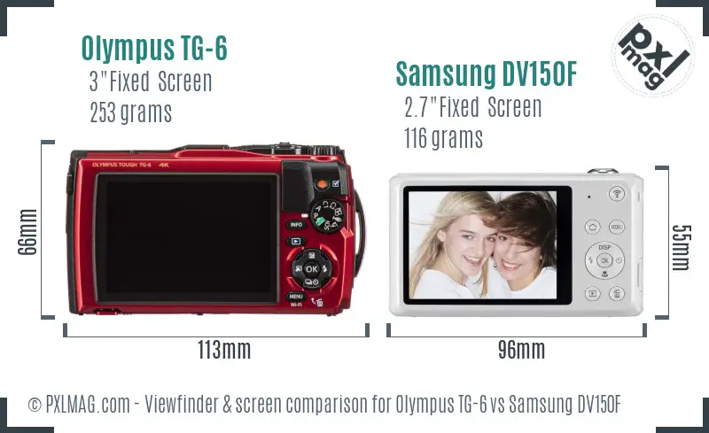 Olympus TG-6 vs Samsung DV150F Screen and Viewfinder comparison