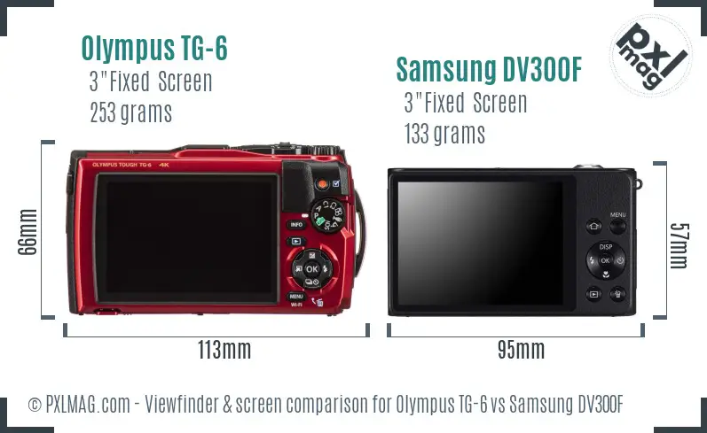 Olympus TG-6 vs Samsung DV300F Screen and Viewfinder comparison