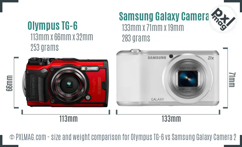 Olympus TG-6 vs Samsung Galaxy Camera 2 size comparison