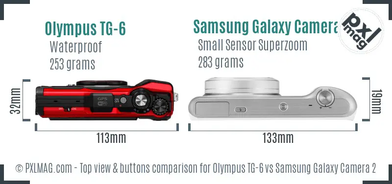 Olympus TG-6 vs Samsung Galaxy Camera 2 top view buttons comparison