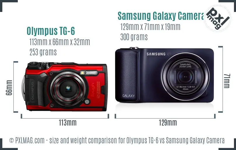 Olympus TG-6 vs Samsung Galaxy Camera size comparison