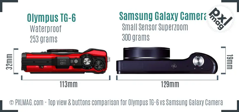 Olympus TG-6 vs Samsung Galaxy Camera top view buttons comparison