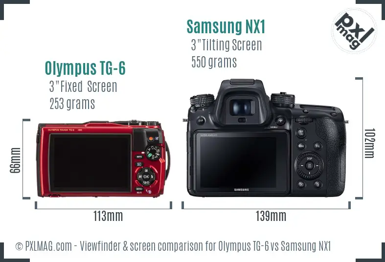 Olympus TG-6 vs Samsung NX1 Screen and Viewfinder comparison