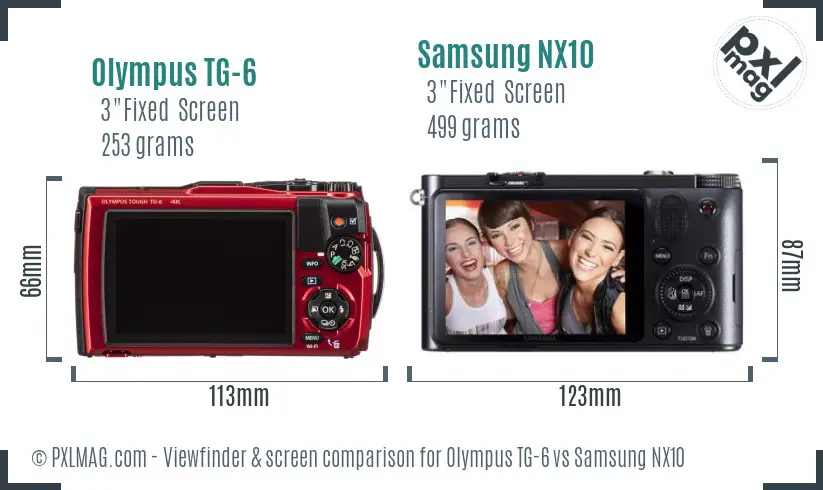 Olympus TG-6 vs Samsung NX10 Screen and Viewfinder comparison Olympus TG-6 vs Samsung NX10 Screen and Viewfinder comparison
