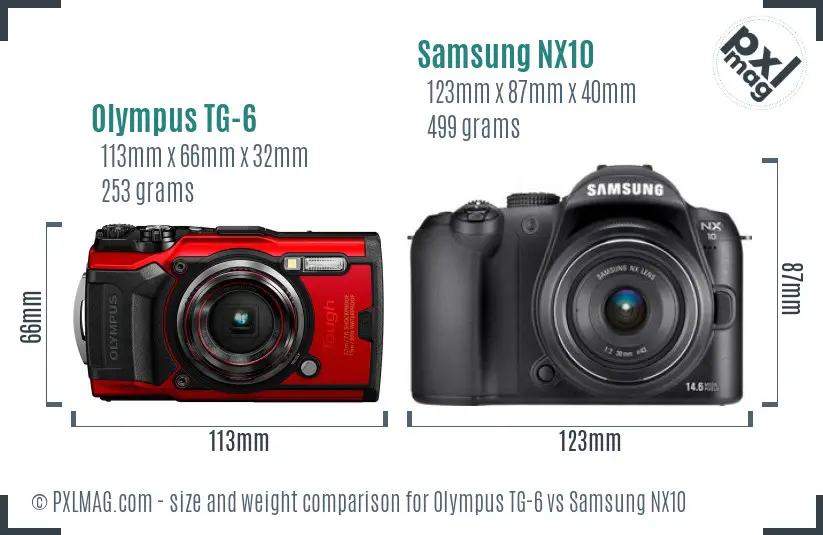 Olympus TG-6 vs Samsung NX10 size comparison Olympus TG-6 vs Samsung NX10 size comparison