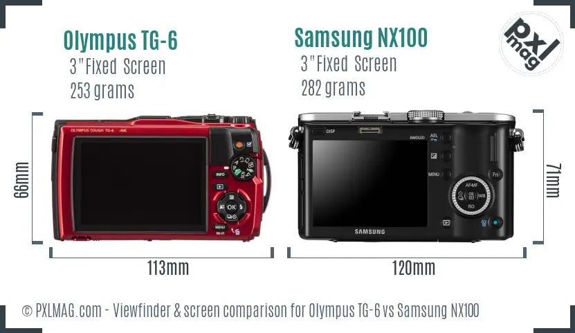 Olympus TG-6 vs Samsung NX100 Screen and Viewfinder comparison