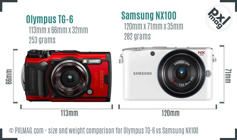 Olympus TG-6 vs Samsung NX100 size comparison