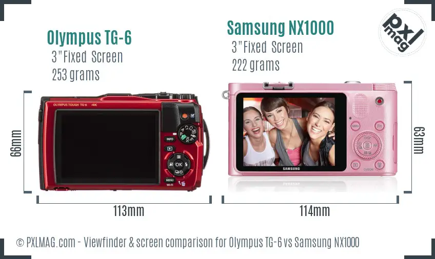 Olympus TG-6 vs Samsung NX1000 Screen and Viewfinder comparison