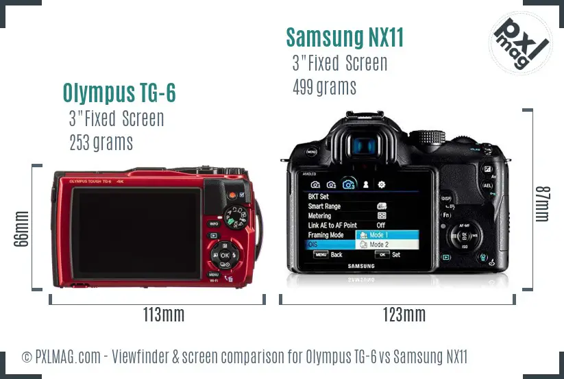 Olympus TG-6 vs Samsung NX11 Screen and Viewfinder comparison