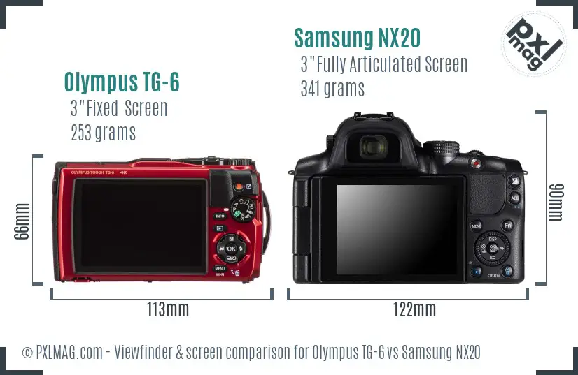 Olympus TG-6 vs Samsung NX20 Screen and Viewfinder comparison