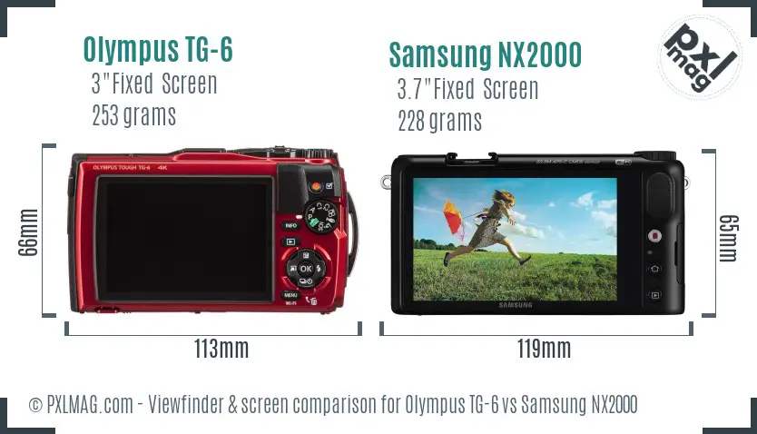 Olympus TG-6 vs Samsung NX2000 Screen and Viewfinder comparison